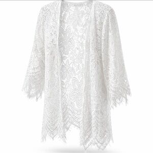 White Boho Chic  Lace Kimmo  Small